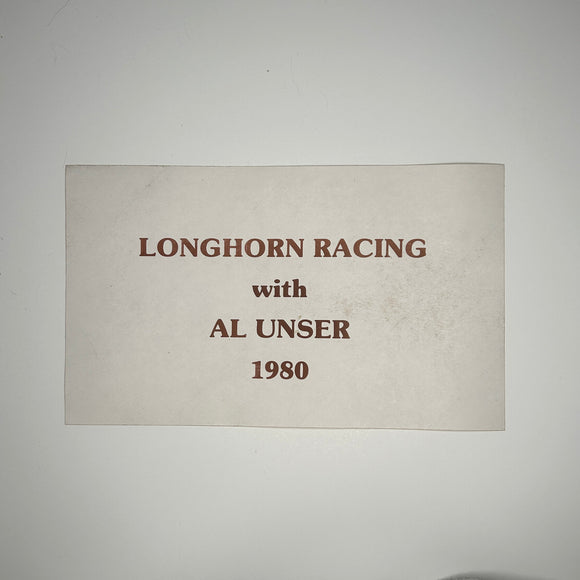 Original Longhorn Racing with Al Unser 1980 Decal