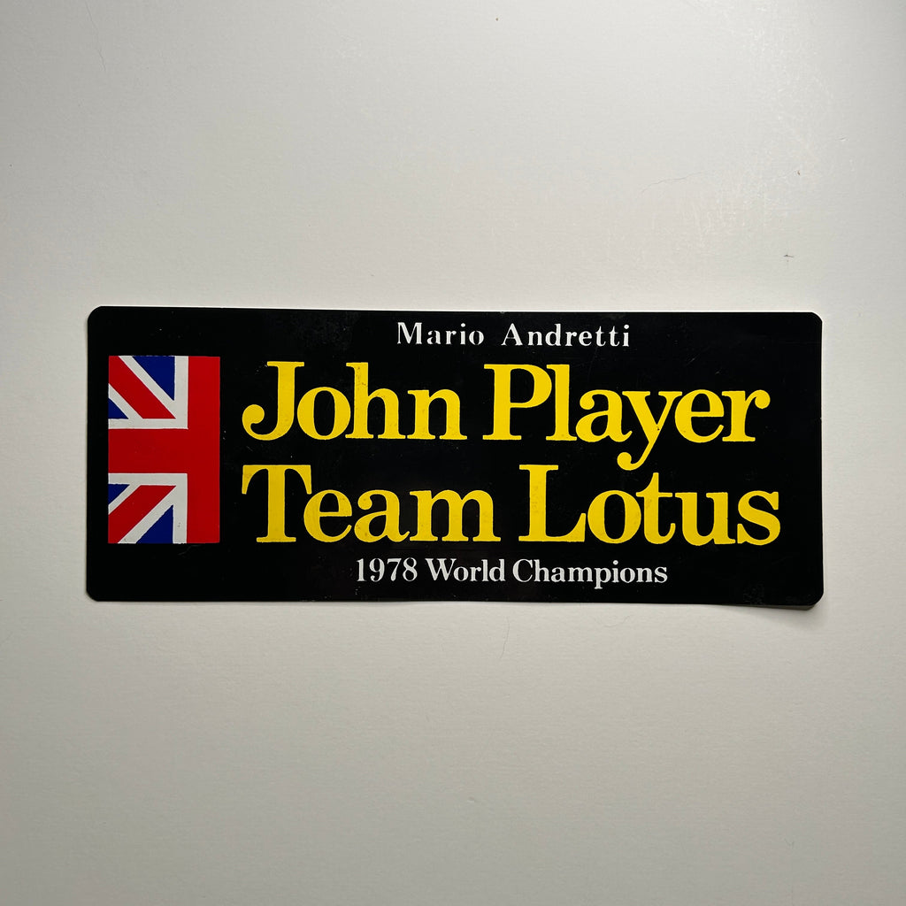 Original Mario Andretti John Player Team Lotus 1978 World Champions Decal