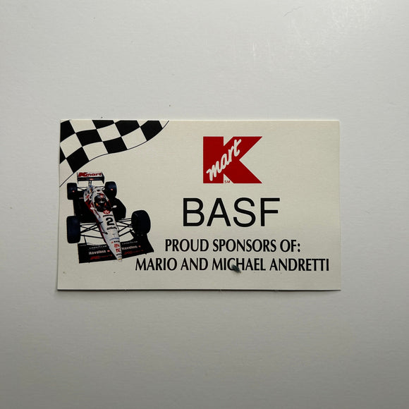 Original Mario and Michael Andretti Kmart BASF Sponsor Decal