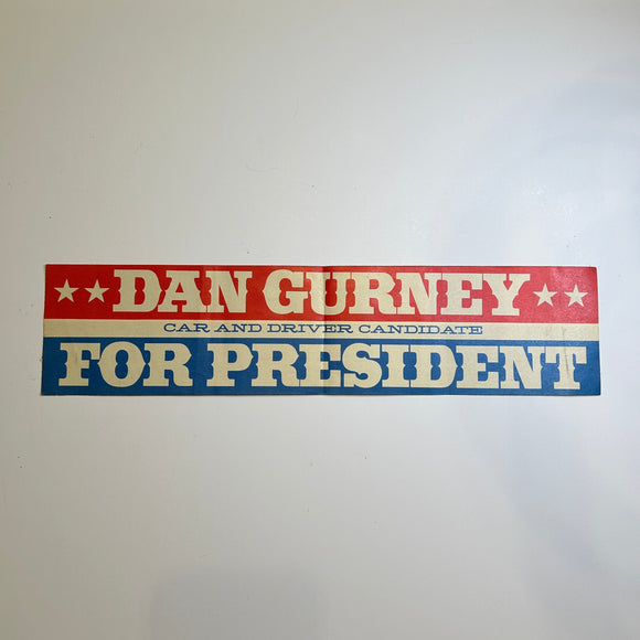 Original Dan Gurney for President Decal