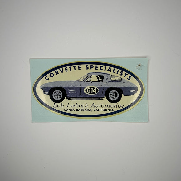 Original Bob Joehnck Automotive Corvette Specialists Waterslide Decal