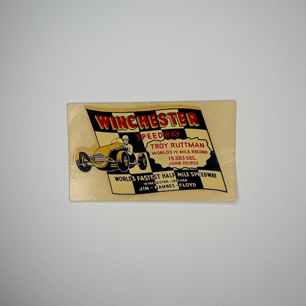 Original Winchester Speedway Troy Ruttman 1952 Waterslide Decal