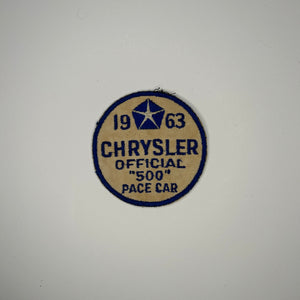 Original 1963 Chrysler Official 500 Pace Car Patch