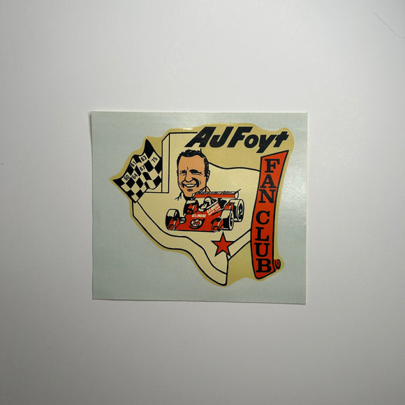 Original A.J. Foyt Fan Club Waterslide Decal