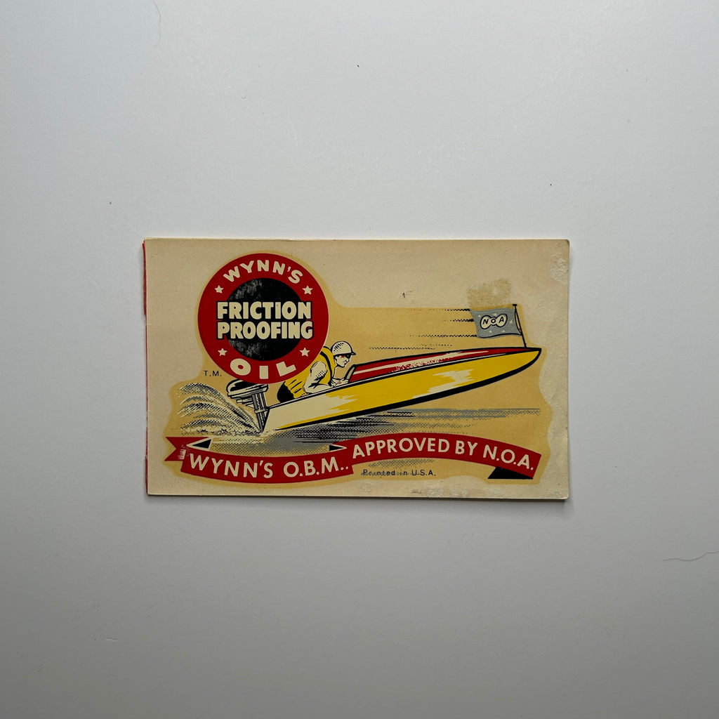 Original Wynn's Friction Proofing O.B.M. Waterslide Decal