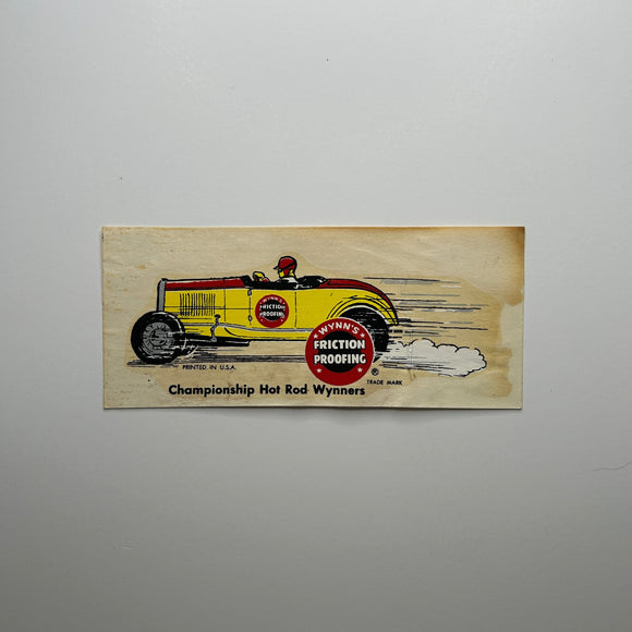 Original Wynn's Friction Proofing Championship Hot Rod Wynners Waterslide Decal