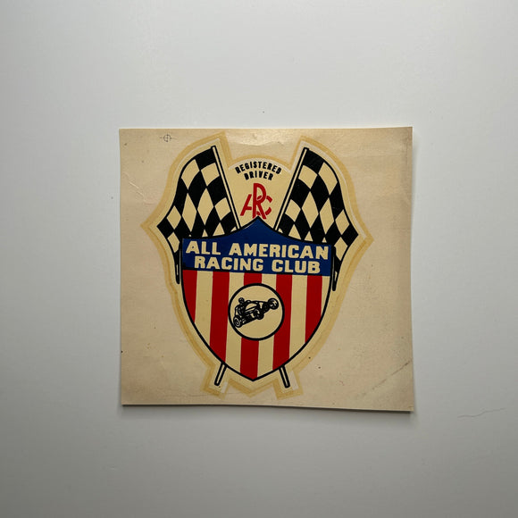 Original All American Racing Club Registered Driver Waterslide Decal