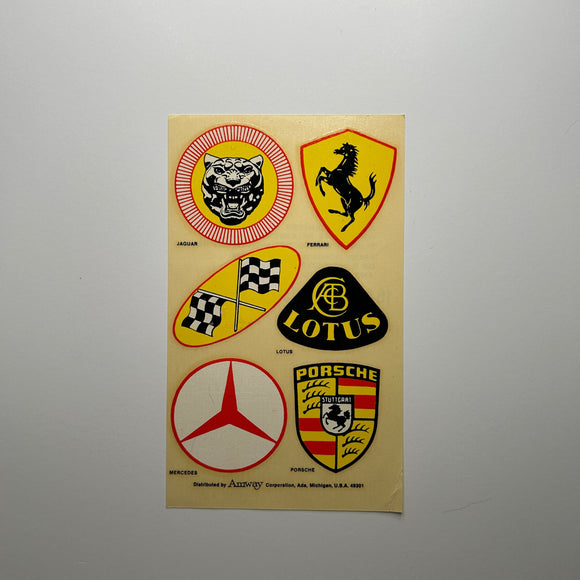 Original Ferrari, Mercedes, Porsche, Lotus, Jaguar Waterslide Decal Sheet