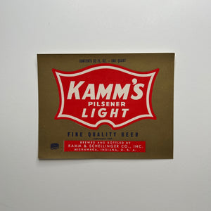 Original Kamm's Pilsener Light Fine Quality Beer Label