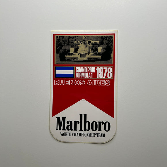 Original Marlboro Grand Prix Formula 1 1978 Buenos Aires Decal