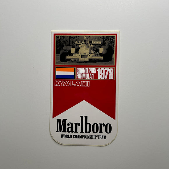 Original Marlboro Grand Prix Formula 1 1978 Kyalami Decal