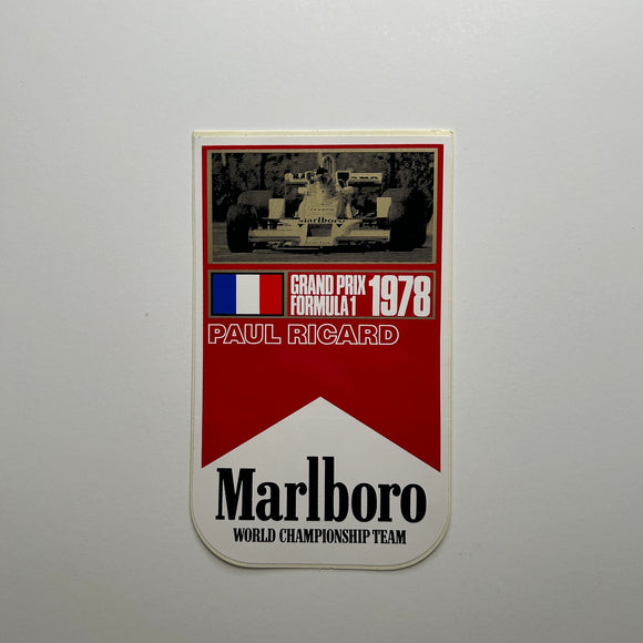 Original Marlboro Grand Prix Formula 1 1978 Paul Ricard Decal