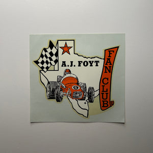 Original A.J. Foyt Fan Club #9 Waterslide Decal