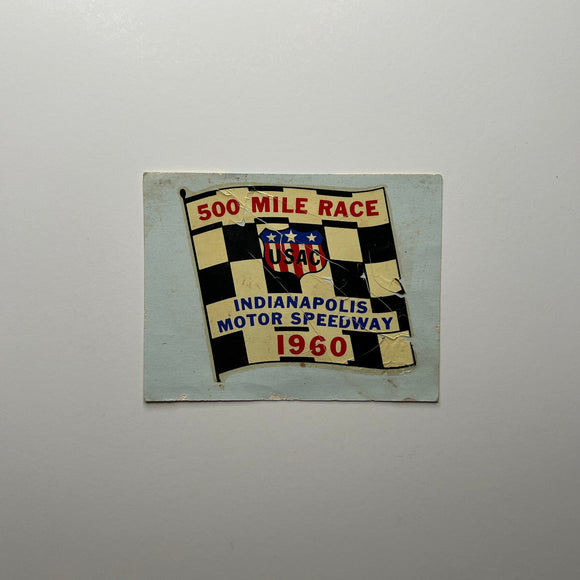 Original 500 Mile Race Indianapolis Motor Speedway 1960 Waterslide Decal damaged