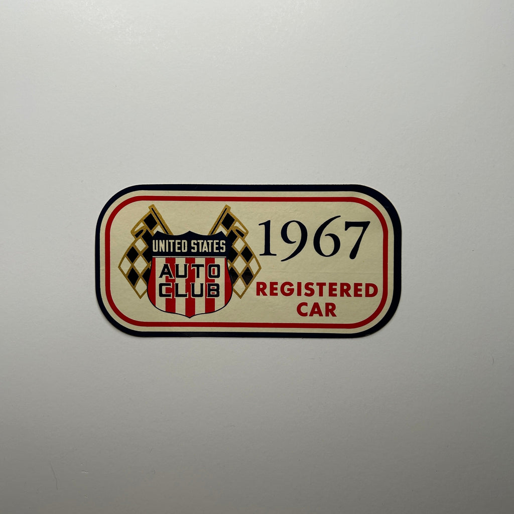 Original USAC United States Auto Club 1967 Registered Car Decal