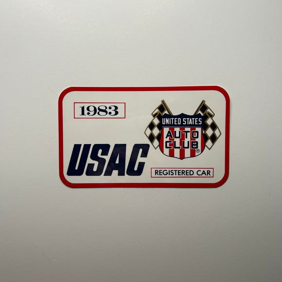Original USAC United States Auto Club 1983 Registered Car Decal