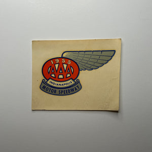 Original 1955 AAA American Automobile Association Indianapolis Motor Speedway Waterslide Decal