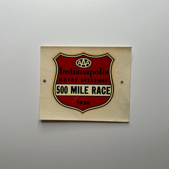 Original AAA American Automobile Association Indianapolis Motor Speedway 500 Mile Race 1950 Waterslide Decal