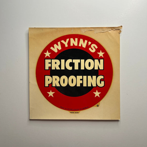 Original Wynn's Friction Proofing Waterslide Decal