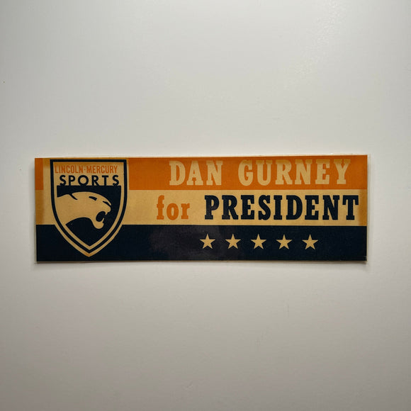 Original Dan Gurney for President Lincoln Mercury Sports Laminated Print