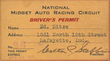 1938 National Midget Auto Racing Circuit Driver's Permit, Ed Hitze