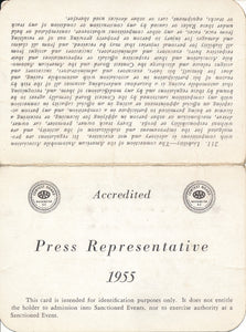 1955 AAA American Automobile Association Press Representative John R. Hyland Credential