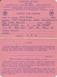 1948 AAA American Automobile Association Curt Gosma Racing Car License