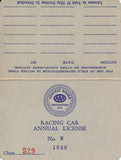 1949 AAA American Automobile Association Ed Hitze Racing Car License