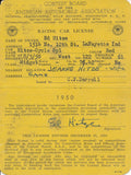 1950 AAA American Automobile Association Ed Hitze Racing Car License