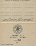 1951 AAA American Automobile Association Ed Hitze Racing Car License