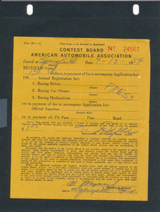 1954 AAA American Automobile Association Springfield Al Maynard Press Credential Registration