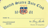 1961 United States Auto Club USAC Championship Driver Credential