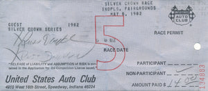 1982 United States Auto Club USAC Silver Crown Race Permit Russ D. Receipt