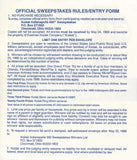 1988 Indianapolis 500 Disney World, Indy 500 Tickets & Kodak Cameras Official Sweepstakes Entry Form