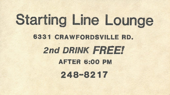 Starting Line Lounge 2nd Drink Free Coupon