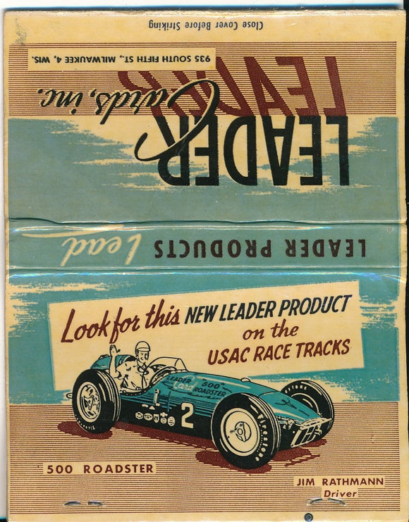 Leader Cards Inc Jim Rathmann Matchbook Cover