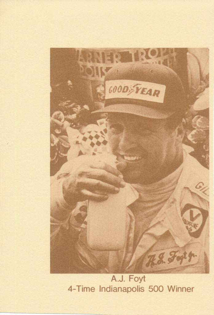 A.J. Foyt 4-Time Indianapolis 500 Winner Winner's Circle Milk Photograph