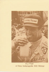 A.J. Foyt 4-Time Indianapolis 500 Winner Winner's Circle Milk Photograph