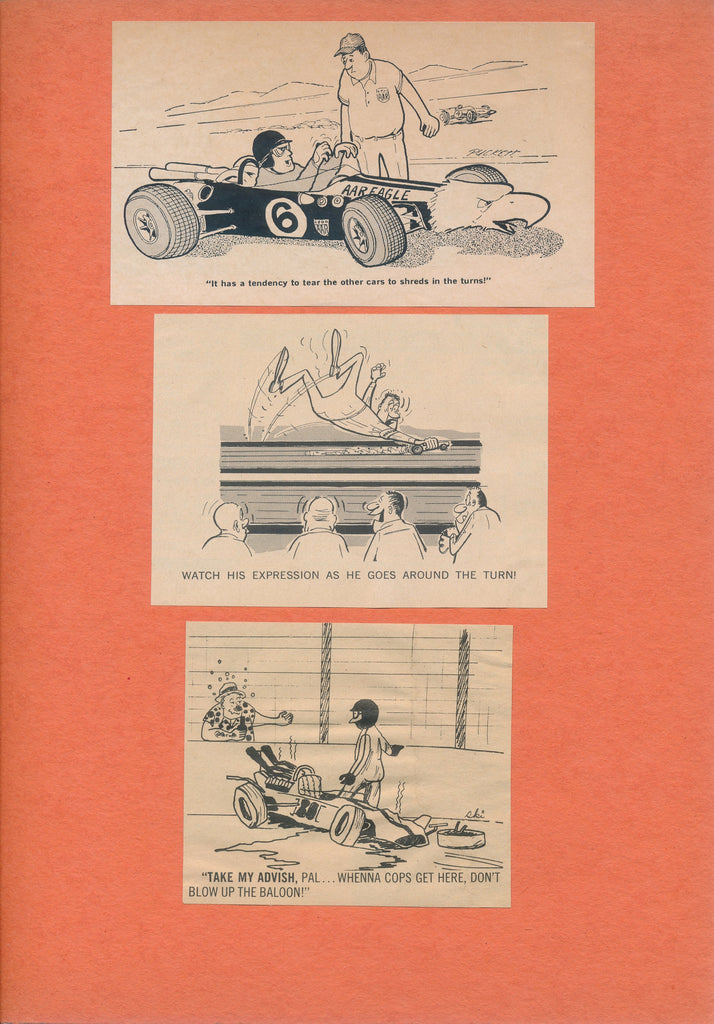 Miscellaneous Racing Comic Newsprint Lot of 3 secured to backer board.