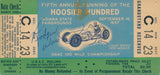 1957 Hoosier Hundred Ticket. Signed by Rodger Ward.