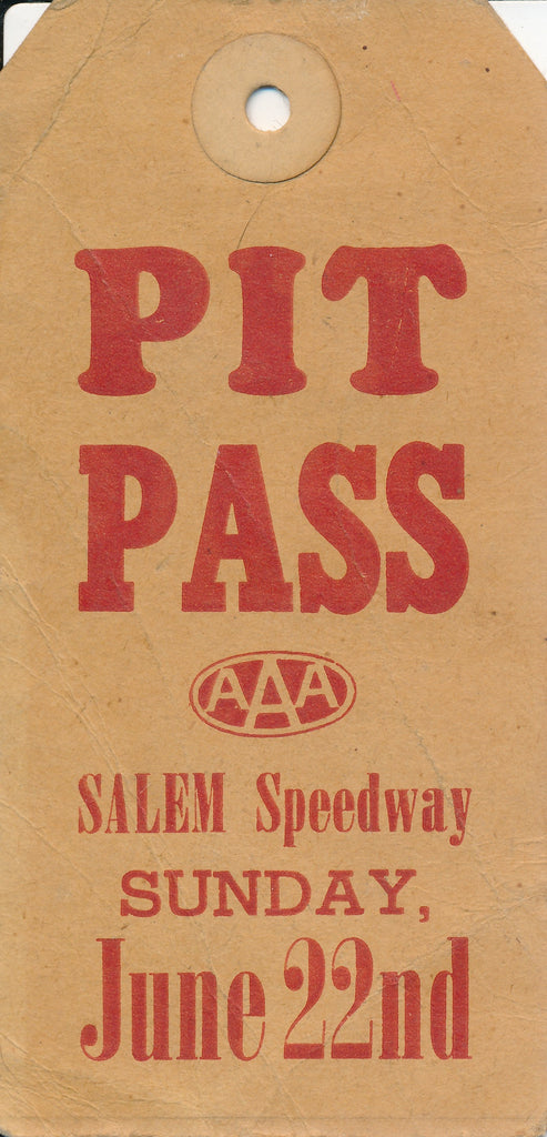 AAA Salem Speedway Pit Pass