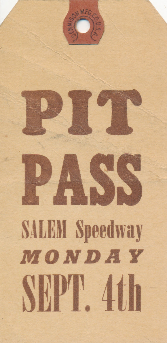 Salem Speedway Labor Day Pit Pass