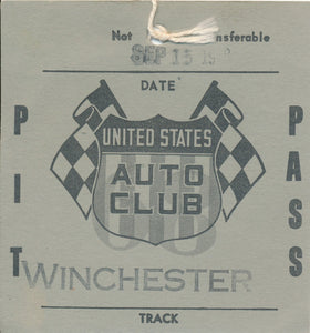 1968 USAC Winchester Speedway Pit Pass. Larry Dickson sprint car winner.