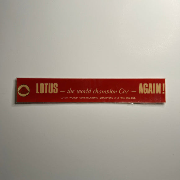 Original Lotus The World Champion Car Laminated Decal