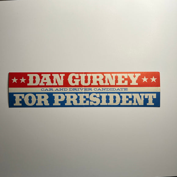 Original Dan Gurney for President Decal