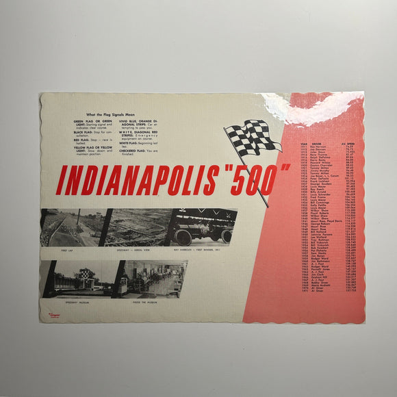 Original Indianapolis 500 Laminated Placemat