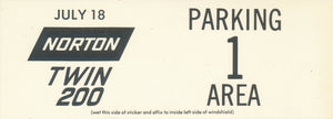 1971 Michigan International Speedway Speedway Norton Twin 200 Garage Unloading Parking Pass