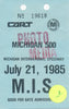 1985 Michigan 500 Michigan International Speedway Photo Credential