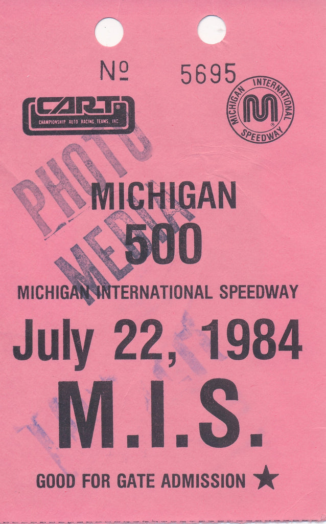 1984 Michigan 500 Michigan International Speedway Photo Credential