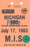 1983 Michigan 500 Michigan International Speedway Photo Credential